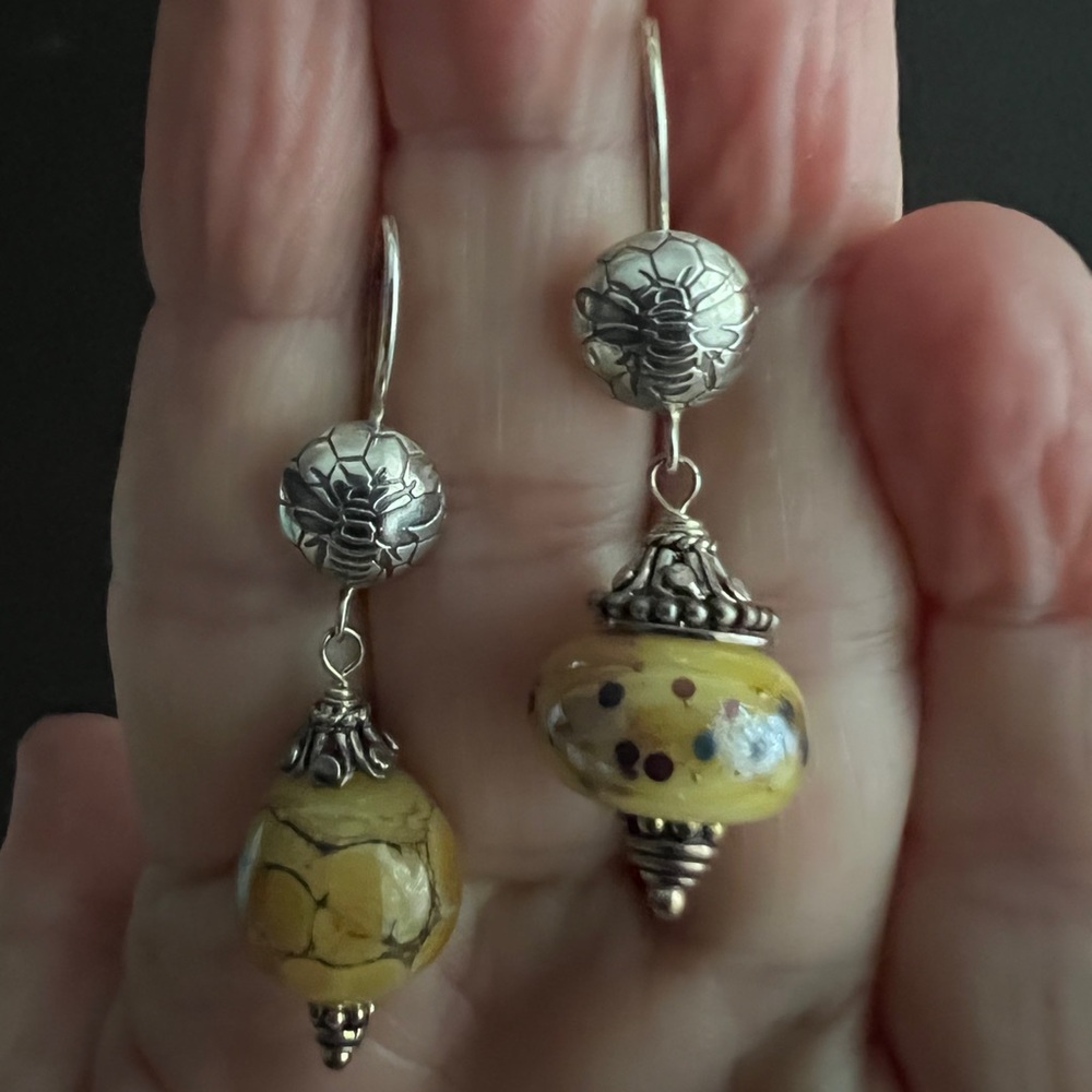 Lampwork beads with sterling earrings.